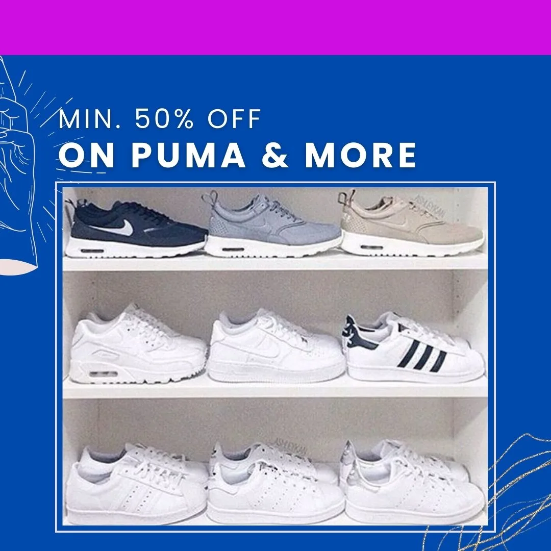 Min. 50% Off on Puma & More